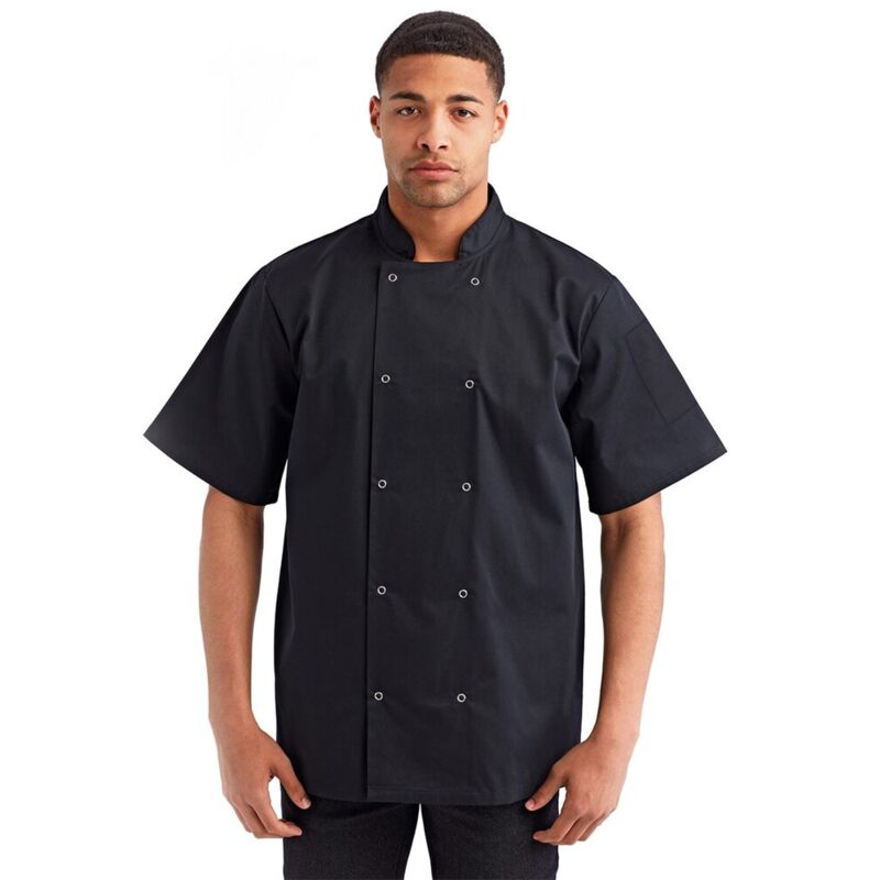 Unisex Ten Studded Front Short Sleeve Chef Coat Thumbnail