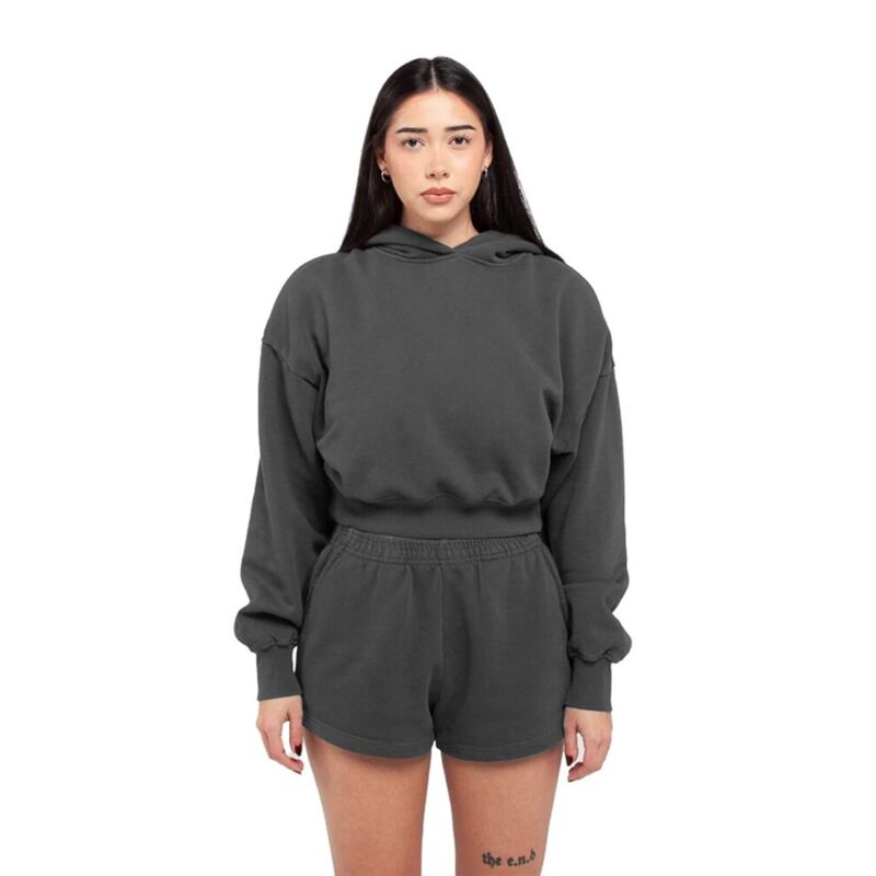 Women's Garment-Dye Crop Hooded Sweatshirt Thumbnail