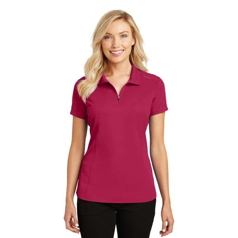 Women's Pinpoint Mesh Zip Polo Thumbnail
